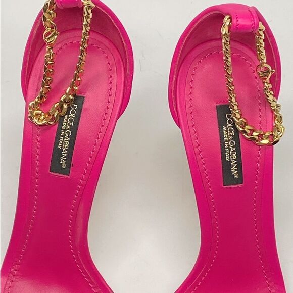 Dolce&Gabbana Sculpted-Heel Baroque DG Leather Sandals size 36.5 - Picture 7 of 13